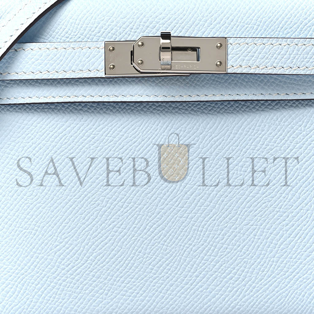 H**mes master mini kelly ii epsom haze blue silver buckle (19*12*5.5cm)